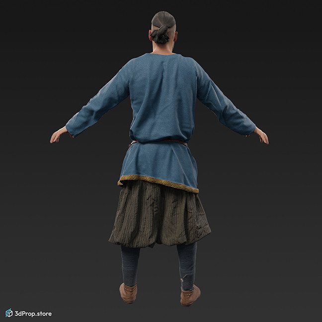 3D scan of a standing rich soldier in an A posture from the 11th century, Europe.