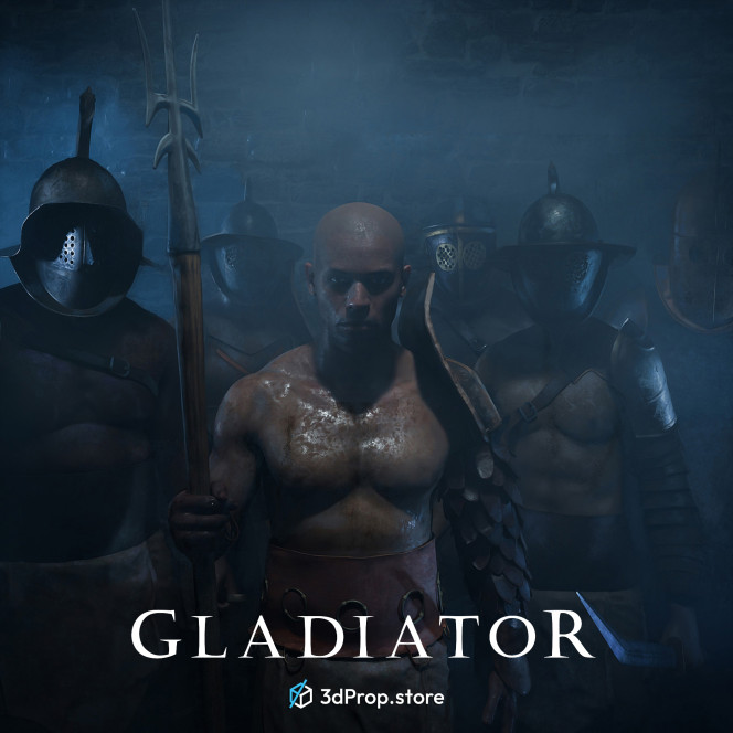 3D models of characters along with their accessories and weapons in a bundle. 
Representing several types of gladiator fighters from the Ancient Roman Empire from the 1st century.