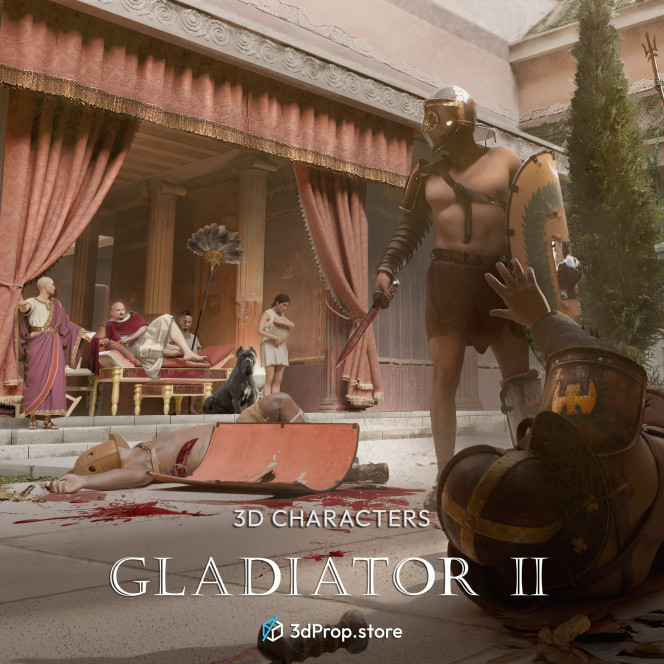 30 Posed 3D  character models in a bundle. 
Representing several types of gladiator fighters from the Ancient Roman Empire from the 1st century.
