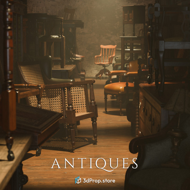 3D scanned and modelled prop and furniture models in a bundle.