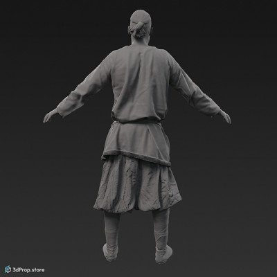 3D scan of a standing rich soldier in an A posture from the 11th century, Europe.