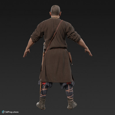 3D scan of a standing rich soldier in an A posture from the 10th century, Europe.