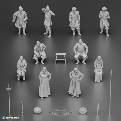 3D scanned costume models and weapons in a bundle. Representing many class outfits from the Middle Ages Europe.