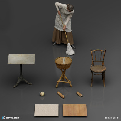 3D scanned prop, furniture and costume models, and 2D textures in a bundle.
