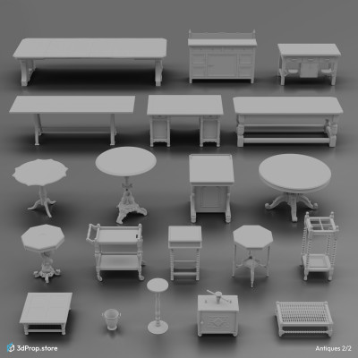 3D scanned and modelled prop and furniture models in a bundle.