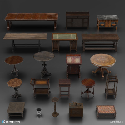 3D scanned and modelled prop and furniture models in a bundle.