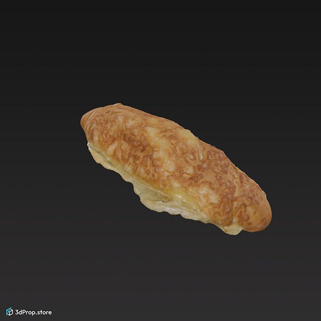 3D scan of a bread roll with cheese