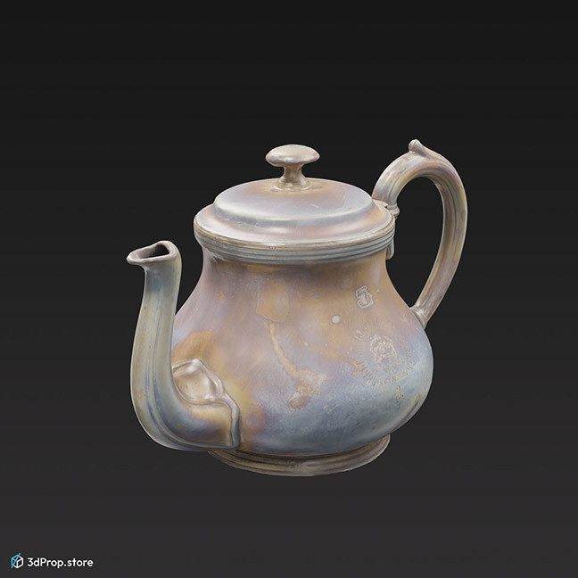 3D scan of a metal teapot from the 1900s