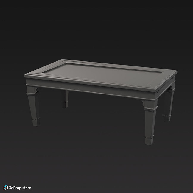 3D scan of a game table with green cloth, similar to billiard table.