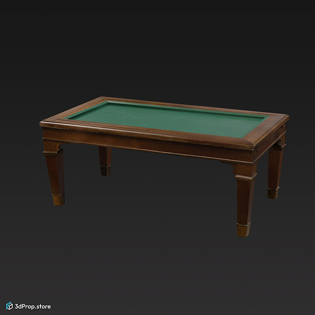 3D scan of a game table with green cloth, similar to billiard table.