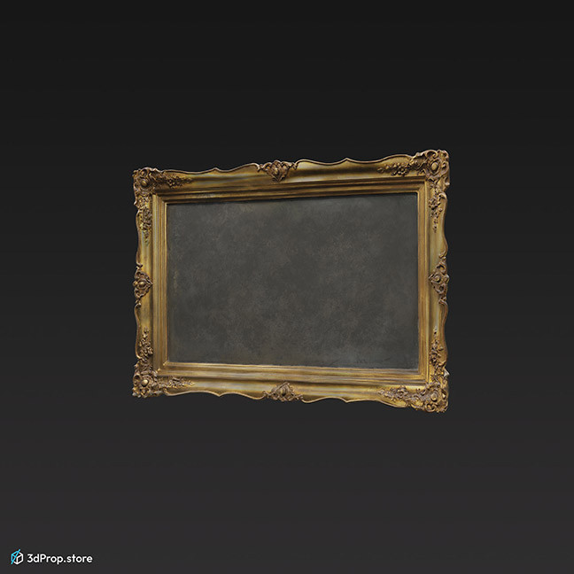 3D scan of a wall mirror with an ornate golden from.