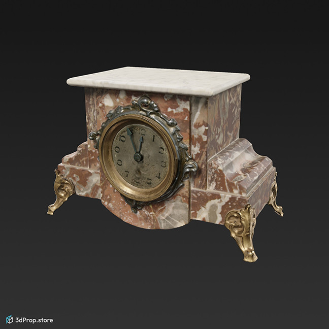 3D scan of a marble clock from 1880, Europe wich contains metal parts.
