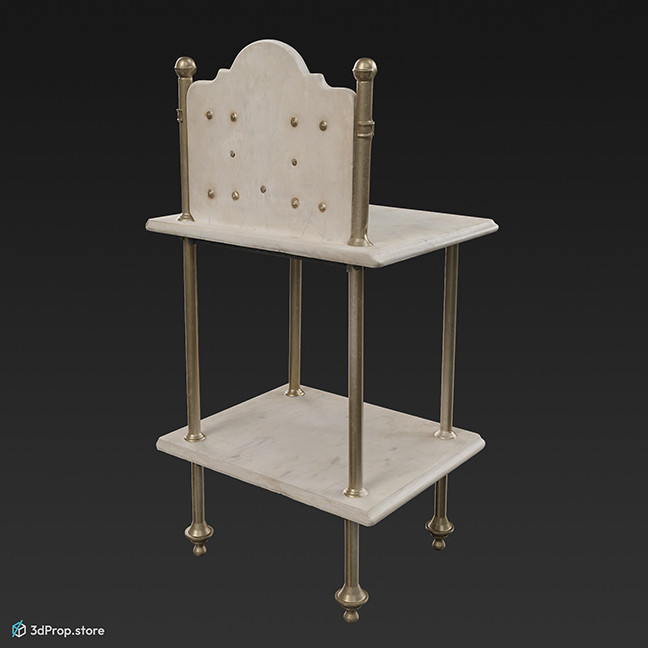 3D scan of an elegant white marble nightstand from the turn of the 20th century, Europe.