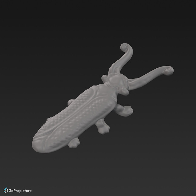 3D scan of a beetle-shaped metal boot pull that helped take off boots. The item originates from the 1900s Europe.