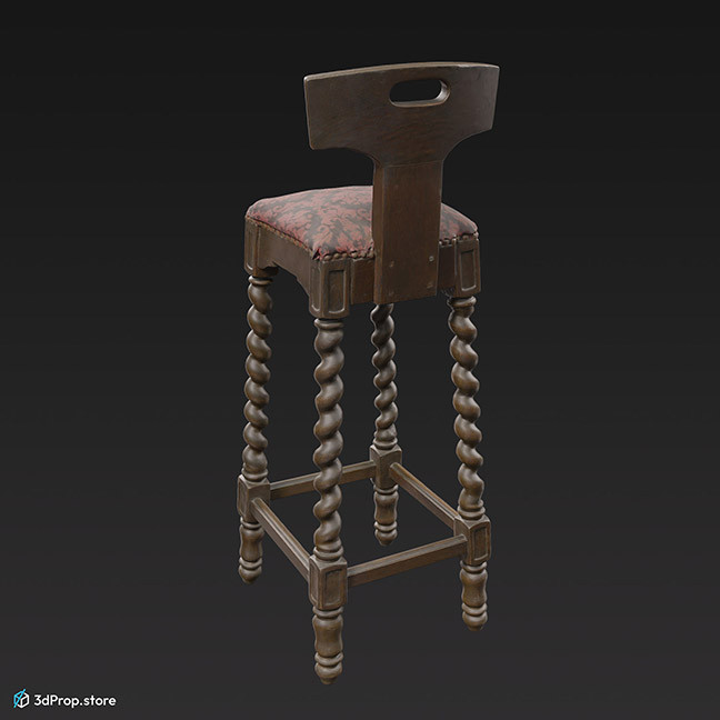 3D scan of a wooden bar stool from the1900s.