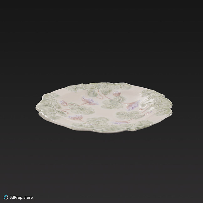 3d scan of a decorative porcelain saucer.