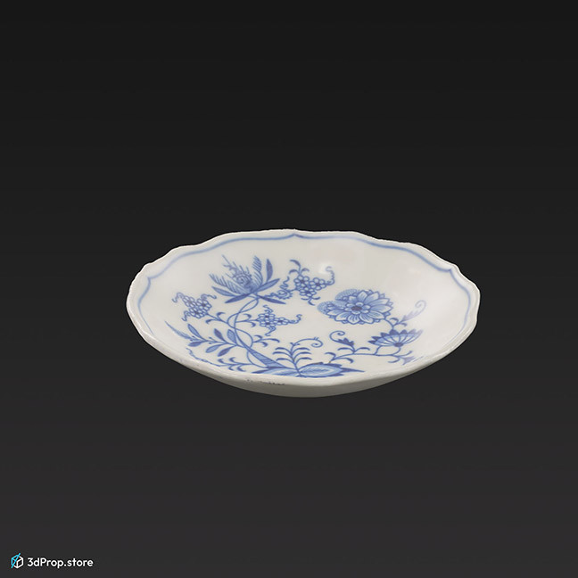 3d scan of a decorative porcelain saucer.
