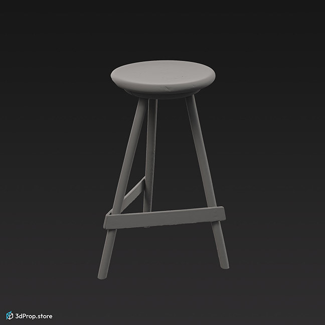 3D scan of a wooden stool from the 1900s