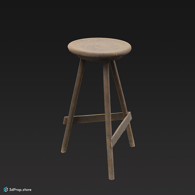 3D scan of a wooden stool from the 1900s