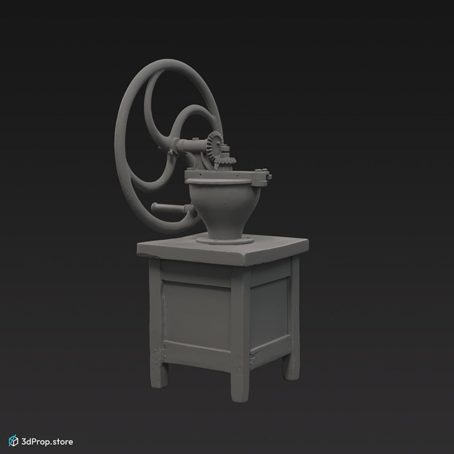 3D scan of a standing kitchen grinder from the 1900s Europe.