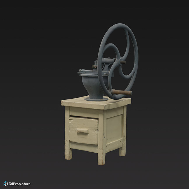 3D scan of a standing kitchen grinder from the 1900s Europe.