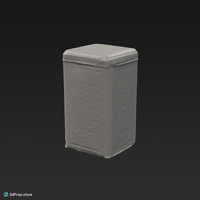 3D scan of a metal box used for storing tea, from the 1900s.