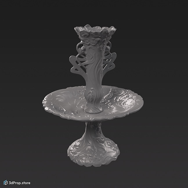 3D scan of a green decorative vase in art nouveau style.