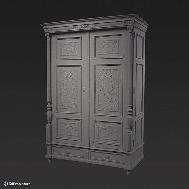 3D scan of a wooden wardrobe from the 1900s Europe