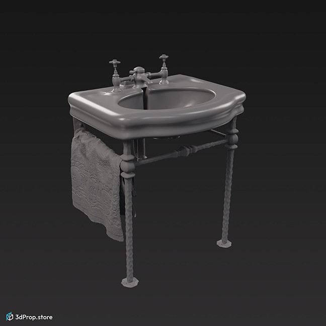 3D scan of a porcelain sink from the 1900s Europe