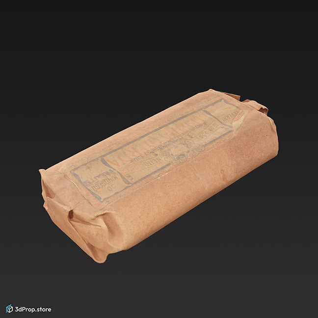 3D scan of a package in paper wrapping from the 1900s