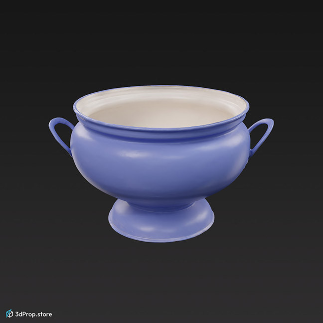 3D scan of a blue, metal bowl from the 1900s