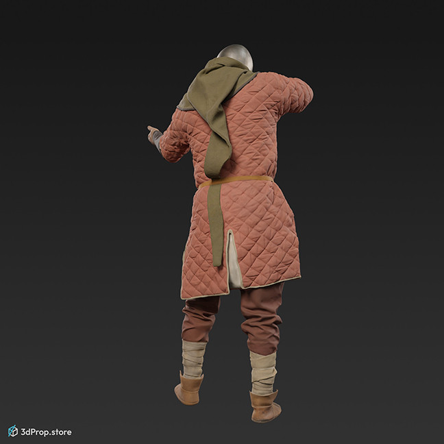 This is a 3D model, (3D scanned) of a medieval crossbowman in a pose for holding a crossbow, hands empty.