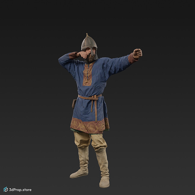 3D scan of an Eastern European warrior from the 900s, Europe, Middle Ages.
