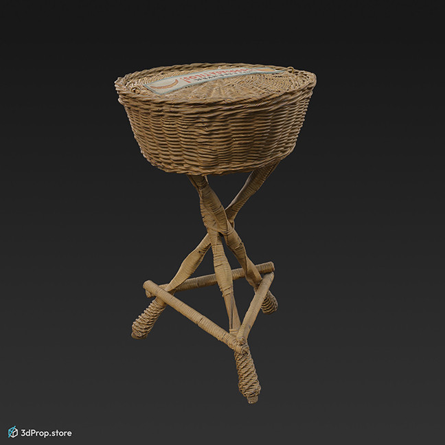 3D scan of a standing wicker basket.