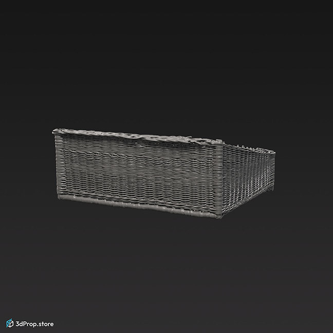 3D scan of a woven basket with two compartment, made to display bread.