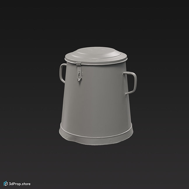 3D scan of a blue metal jar from the 1900s Europe