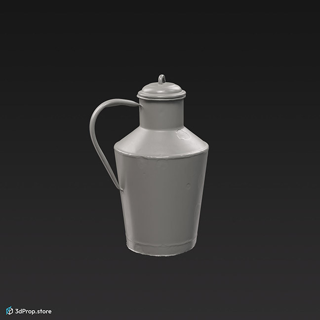 3D scan of a red tin milk jar from the 1900s.
