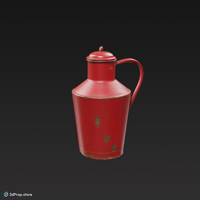3D scan of a red tin milk jar from the 1900s.