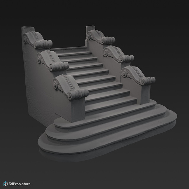 A photogrammetry recorded 3D model of a stone stairs.