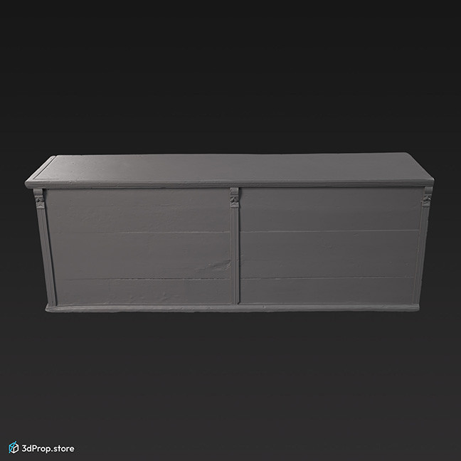 3D scan of a simple green wooden counter from the 1900s Europe