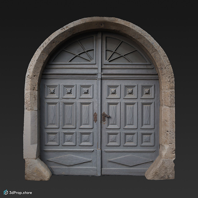 A photogrammetry recorded 3D model of a two winged door.