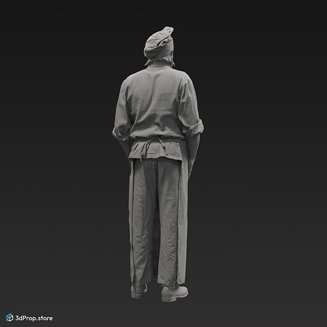 3d scan of a standing man in white uniform for kithcen staff