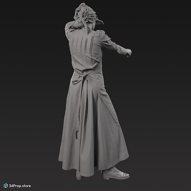3D scan of a 1900s kichen maid in a stirring  pose.