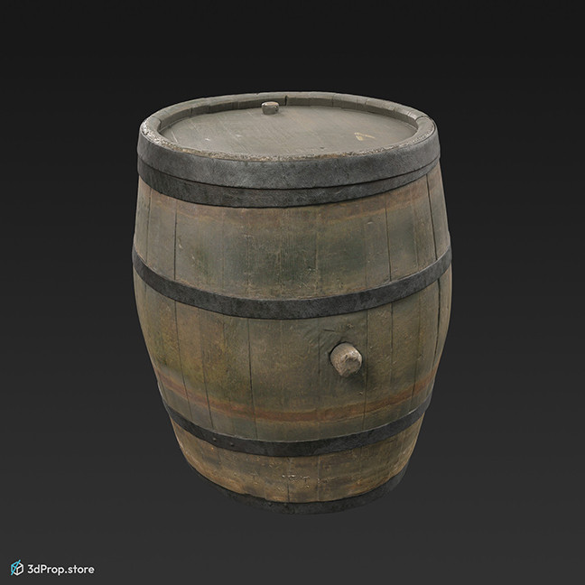This is a 3D model, (3D scanned) of a wooden barrel from 1900s