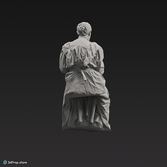 3D scan of a sitting woman in a maid outfit that was typical in Europe in the period: 1906 - 1910