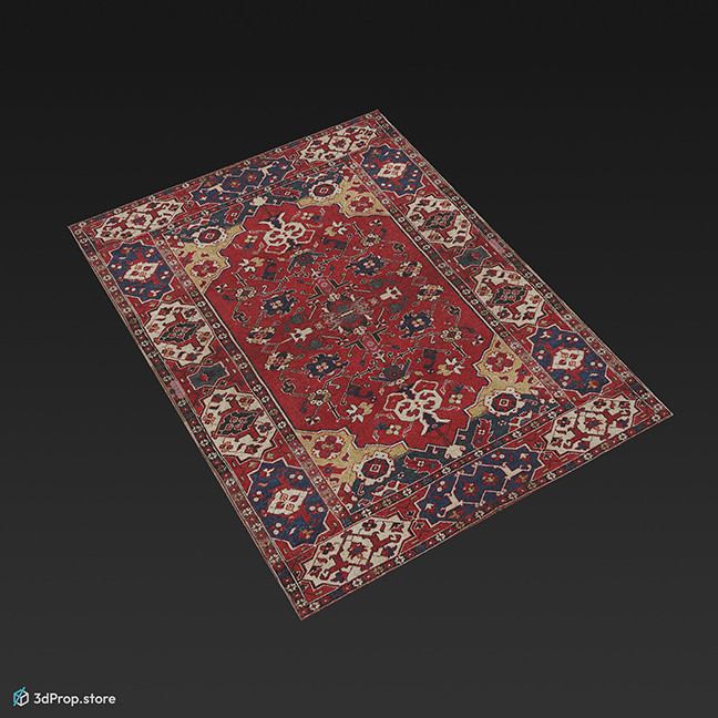 3d plane with a texture of an Ornate Carpet, from 1900, Hungary.