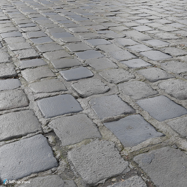 A tileable 2d texture of cobblestone pavement.