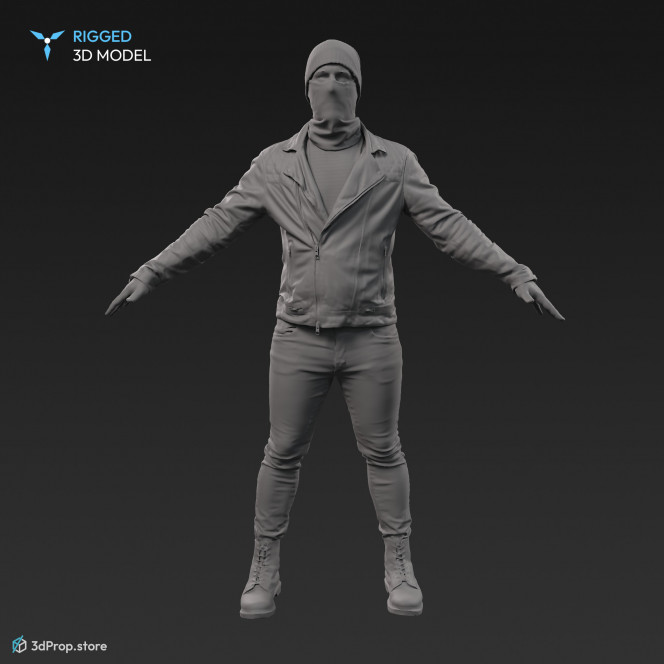 3D scan of a standing Resistance male in an A posture from the 2000s, Europe.