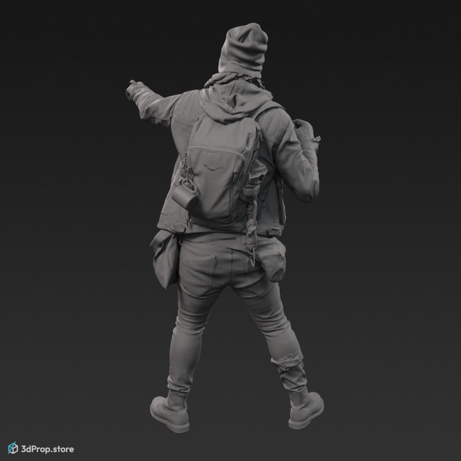 3D scan of a standing man in assorted military clothes.