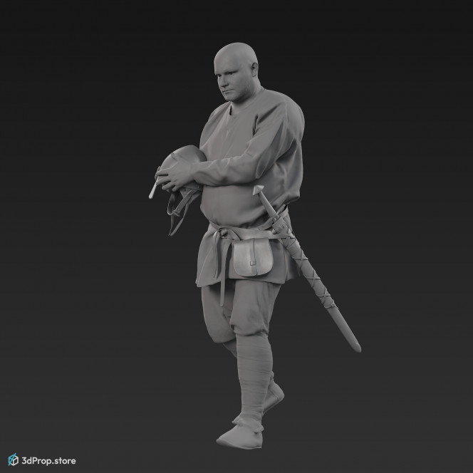 3D scan of a walking norman warrior from 1050, Europe.